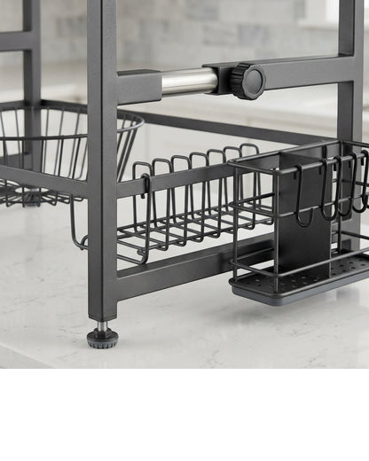 Artva Expandable Over-Sink Dish Rack 65-95 cm with Utensil Holder Graphite - Detail view